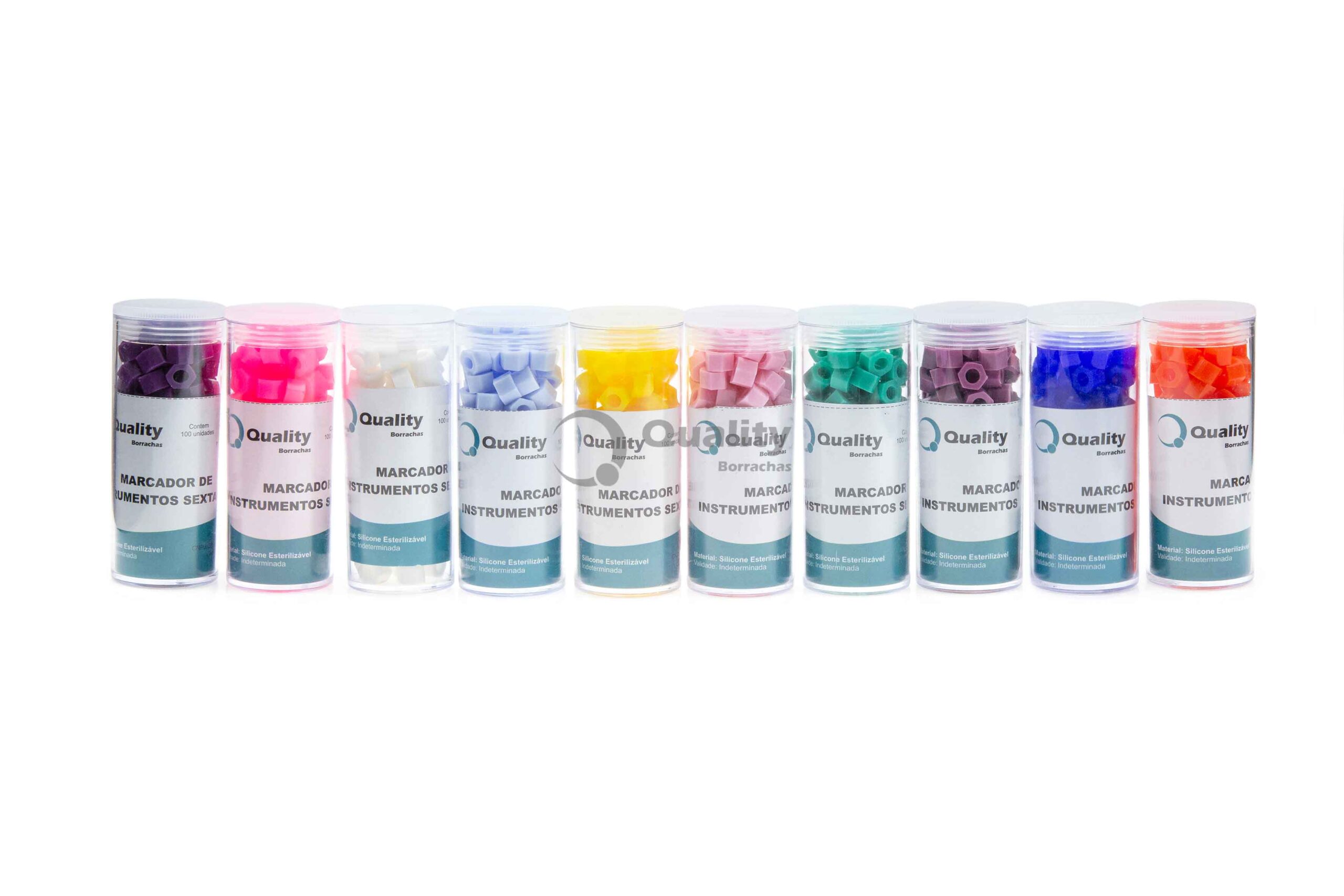 Marcador de Instrumentos Sextavado - Kit 10 Cores - Produto odontológica de alta qualidade Quality Borrachas